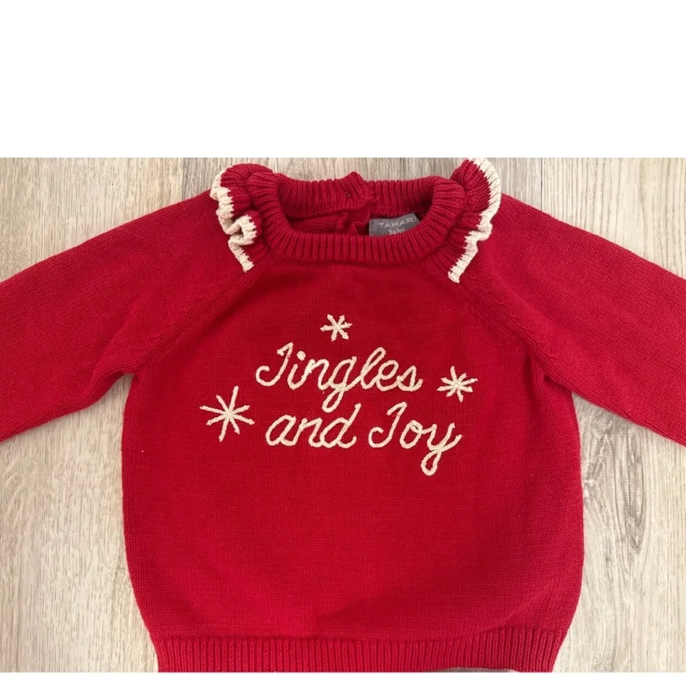 Tahari Baby Girls 12 Month Red Holiday Sweater Outfit